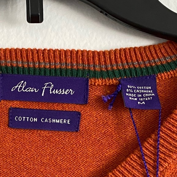 Alan Flusser Fine Cashmere Vneck Sweater Orange - Picture 6 of 8